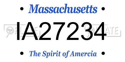 IA27234 Massachusetts License Plate