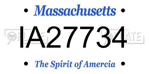 IA27734 Massachusetts License Plate
