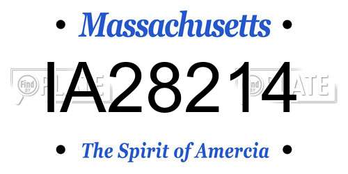 IA28214 Massachusetts License Plate