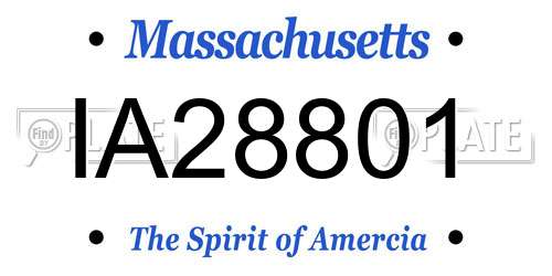 IA28801 Massachusetts License Plate