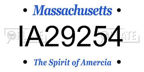 IA29254 Massachusetts License Plate