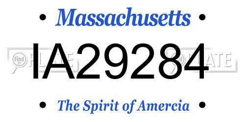 IA29284 Massachusetts License Plate
