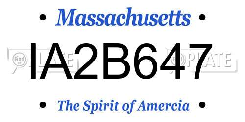 IA2B647 Massachusetts License Plate