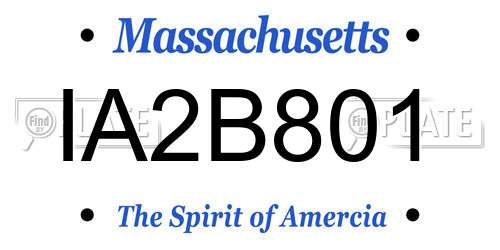 IA2B801 Massachusetts License Plate
