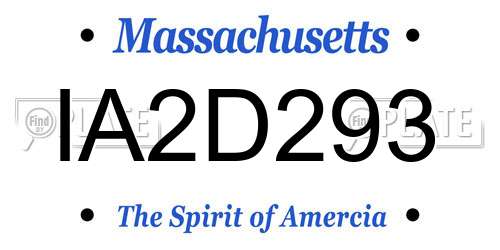 IA2D293 Massachusetts License Plate