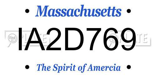 IA2D769 Massachusetts License Plate
