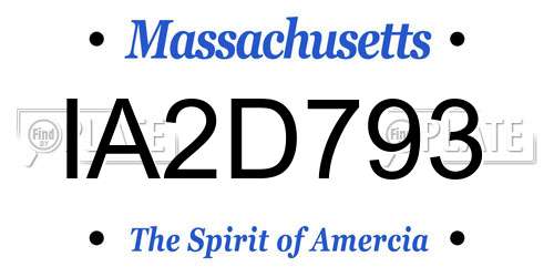 IA2D793 Massachusetts License Plate