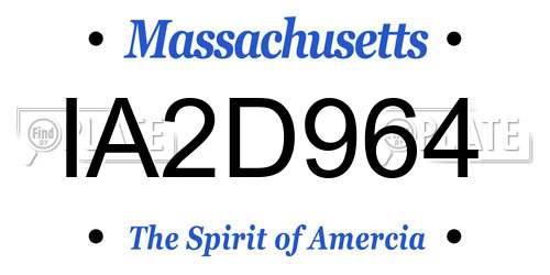 IA2D964 Massachusetts License Plate