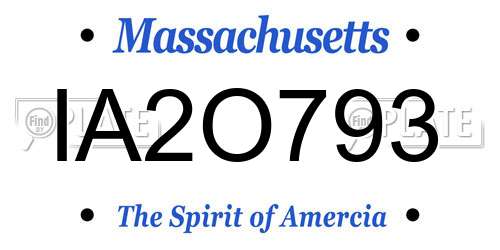 IA2O793 Massachusetts License Plate