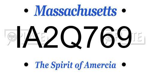 IA2Q769 Massachusetts License Plate