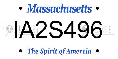 IA2S496 Massachusetts License Plate