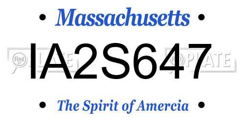 IA2S647 Massachusetts License Plate