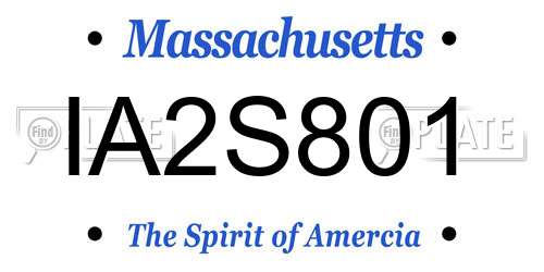 IA2S801 Massachusetts License Plate