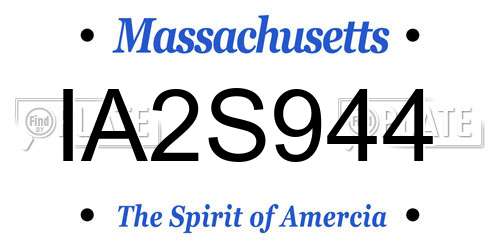 IA2S944 Massachusetts License Plate