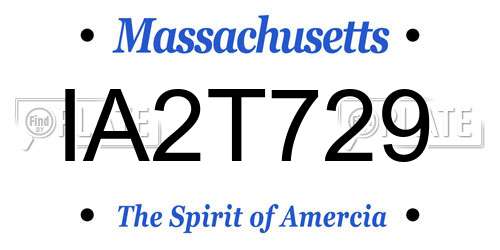 IA2T729 Massachusetts License Plate