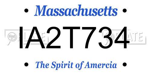 IA2T734 Massachusetts License Plate