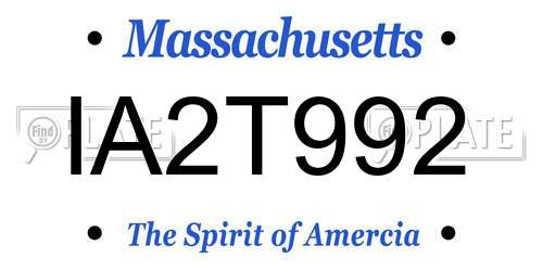 IA2T992 Massachusetts License Plate