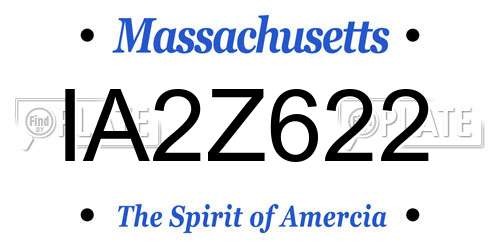 IA2Z622 Massachusetts License Plate