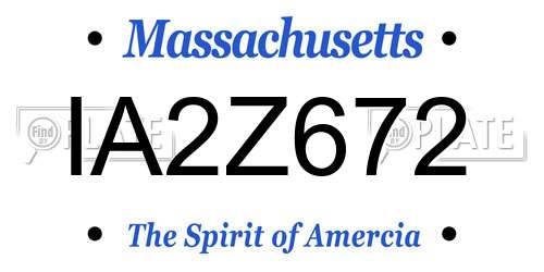 IA2Z672 Massachusetts License Plate