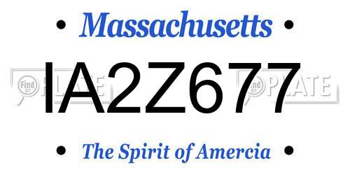 IA2Z677 Massachusetts License Plate
