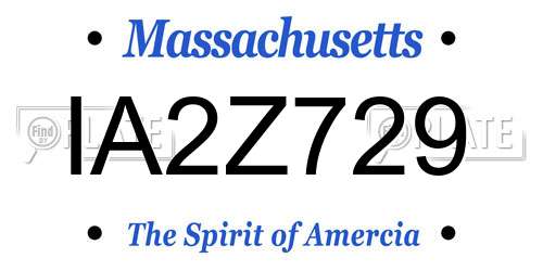 IA2Z729 Massachusetts License Plate