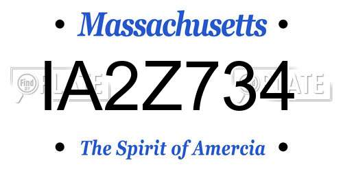 IA2Z734 Massachusetts License Plate