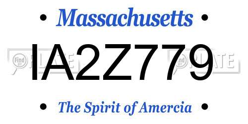 IA2Z779 Massachusetts License Plate