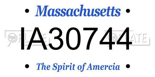 IA30744 Massachusetts License Plate