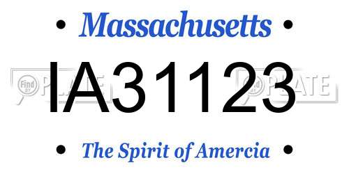 IA31123 Massachusetts License Plate