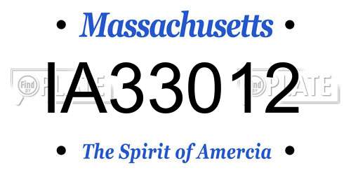 IA33012 Massachusetts License Plate