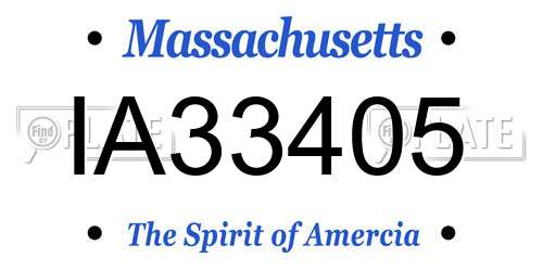 IA33405 Massachusetts License Plate