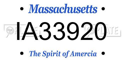 IA33920 Massachusetts License Plate