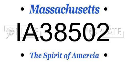 IA38502 Massachusetts License Plate