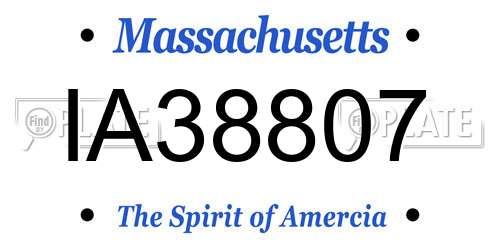 IA38807 Massachusetts License Plate