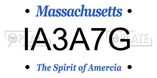 IA3A7G Massachusetts License Plate