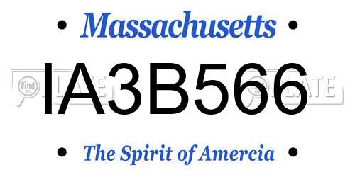 IA3B566 Massachusetts License Plate