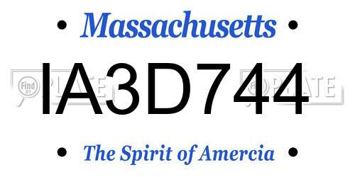 IA3D744 Massachusetts License Plate