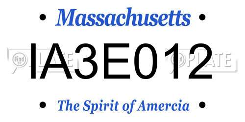 IA3E012 Massachusetts License Plate
