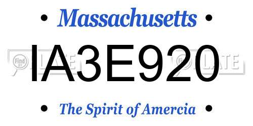 IA3E920 Massachusetts License Plate