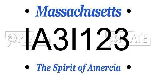 IA3I123 Massachusetts License Plate