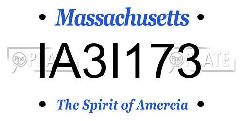 IA3I173 Massachusetts License Plate