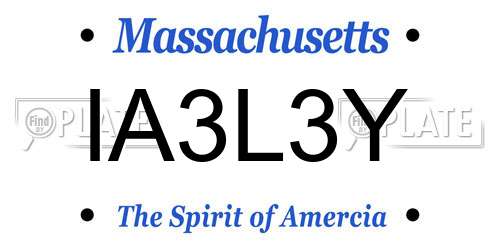 IA3L3Y Massachusetts License Plate
