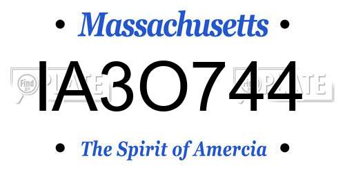 IA3O744 Massachusetts License Plate