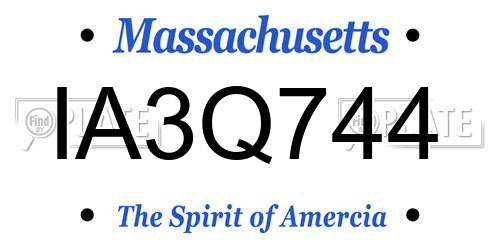 IA3Q744 Massachusetts License Plate