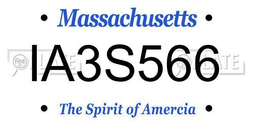 IA3S566 Massachusetts License Plate