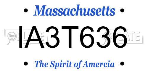 IA3T636 Massachusetts License Plate