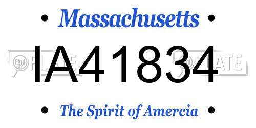 IA41834 Massachusetts License Plate