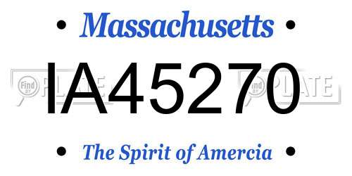 IA45270 Massachusetts License Plate
