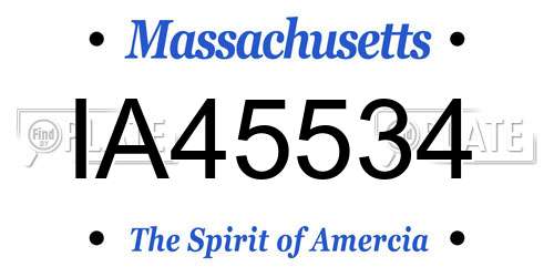 IA45534 Massachusetts License Plate