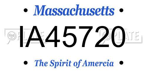 IA45720 Massachusetts License Plate